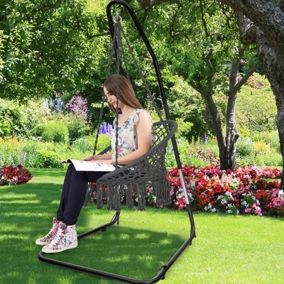 Costway Patio Adjustable 77" To 93" Hammock Chair Stand Hanging Chair Stand 1 Costway Patio Adjustable 77" To 93" Hammock Chair Stand Hanging Chair Stand