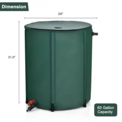 Costway 60 Gallon Portable Rain Barrel Collapsible Tank Water Collector Spigot Filter