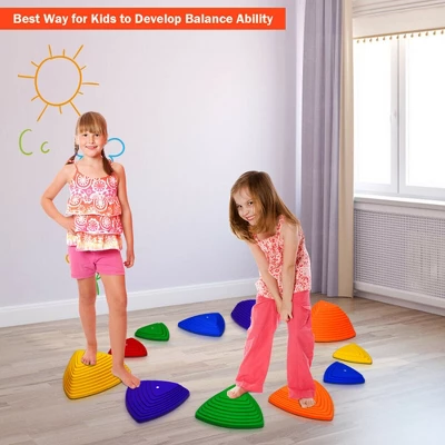 Costway 11pcs Kids Balance Stepping Stones W/ Non-Slip Bottom Indoor & Outdoor Toy 3 Costway 11pcs Kids Balance Stepping Stones W/ Non-Slip Bottom Indoor & Outdoor Toy - Image 3