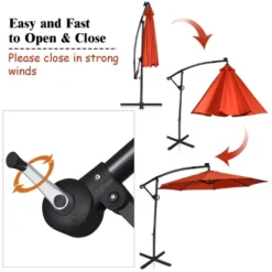 Costway 10FT Patio Offset Umbrella Solar LED 360degrees Rotation Orange -Costway GUEST 1e903e96 5451 49ca ba0f e4db7e2d94e4