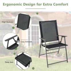 Costway 4pcs Patio Folding Portable Dining Chairs Metal Frame Armrests Garden Outdoor -Costway GUEST 1ea44cda 1242 4e9e a71f 57d656023237