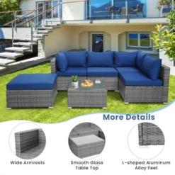 Costway 6PCS Patio Wicker Furniture Set Cushioned Sectional Sofa Coffee Table Navy Deck 10 Costway 6PCS Patio Wicker Furniture Set Cushioned Sectional Sofa Coffee Table Navy Deck -Costway GUEST 1f178e5f d47d 45fc 876d f99a657a162b