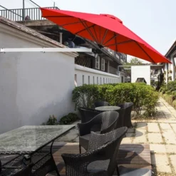 Costway 8ft Wall-Mounted Umbrella Telescopic Folding Tilt Sun Shade TanTurquoise -Costway GUEST 1f2d1033 2d7b 47c4 8364 9bbe93625658