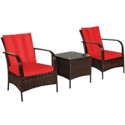 Costway 3 PCS Patio Wicker Rattan Furniture Set Coffee Table & 2 Rattan Chair W/Cushions -Costway GUEST 1f43397a b085 4176 b188 12f93bb89f46