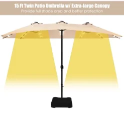 Costway 15Ft Patio Double-Sided Solar LED Market Umbrella Crank Base BeigeTanOrangeBurgundy 15 Costway 15Ft Patio Double-Sided Solar LED Market Umbrella Crank Base BeigeTanOrangeBurgundy -Costway GUEST 1f47503b 5f97 4ab7 b832 3d9c4a172b2e