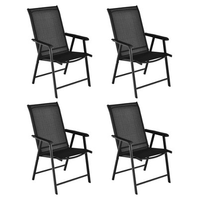 Costway 4PCS Patio Folding Dining Chairs Portable Camping Armrest Garden Black 2 Costway 4PCS Patio Folding Dining Chairs Portable Camping Armrest Garden Black - Image 2
