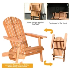 Costway 4 PCS Eucalyptus Adirondack Chair Foldable Outdoor Wood Lounger Chair Natural -Costway GUEST 1f5fb48a c94f 4cbe b76b b203c5ad4c38