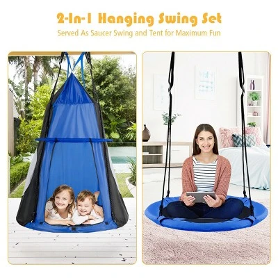 Costway 40'' Kids Hanging Chair Swing Tent Set Hammock Nest Pod Seat 7 Costway 40'' Kids Hanging Chair Swing Tent Set Hammock Nest Pod Seat - Image 7