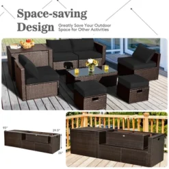 Costway 8PCS Patio Rattan Furniture Set Space-Saving Storage Cushion BlackTurquoiseNavy Cover 18 Costway 8PCS Patio Rattan Furniture Set Space-Saving Storage Cushion BlackTurquoiseNavy Cover -Costway GUEST 2030de4e 3688 4a21 966d c9d5a2e83eb9