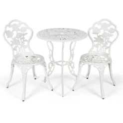 Costway 3PCS Cast Aluminum Patio Bistro Furniture Set Rose Design Outdoor White 16 Costway 3PCS Cast Aluminum Patio Bistro Furniture Set Rose Design Outdoor White -Costway GUEST 203d4d13 8b36 4a65 b54c 531c65cb51e9