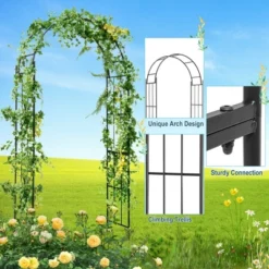 Costway Garden Arch Arbor Trellis Pergola 7.5 Ft Metal Archway For Climbing Plants Party -Costway GUEST 204094d9 9147 4e25 abb4 59aa04c166ce