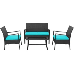 Costway 4PCS Patio Wicker Furniture Set Cushioned Chairs& Loveseat With Coffee Table Garden 11 Costway 4PCS Patio Wicker Furniture Set Cushioned Chairs& Loveseat With Coffee Table Garden -Costway GUEST 2050040c 1d73 472e 9f79 cd6de5e4b39a