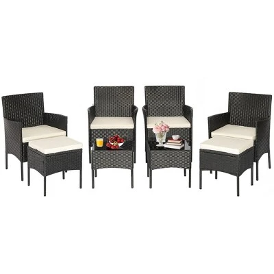 Costway 8PCS Patio Rattan Furniture Set Sofas Ottomans Cushioned Table Free Combination 2 Costway 8PCS Patio Rattan Furniture Set Sofas Ottomans Cushioned Table Free Combination - Image 2