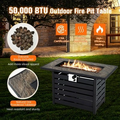 Costway 42'' Rectangular Propane Fire Pit Table 50,000 BTU W/ Lava Rocks & PVC Cover 4 Costway 42'' Rectangular Propane Fire Pit Table 50,000 BTU W/ Lava Rocks & PVC Cover - Image 4