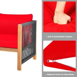 Costway 8PCS Wooden Patio Furniture Set Cushioned Sofa W/Rope Armrest WhiteTurquoiseRed 17 Costway 8PCS Wooden Patio Furniture Set Cushioned Sofa W/Rope Armrest WhiteTurquoiseRed -Costway GUEST 207c1ff4 44d7 4a14 bc4a 816de8c4fa1b