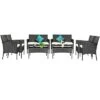 Costway 8PCS Patio Rattan Furniture Set Cushioned Sofa Coffee Table Backyard TurquoiseRed