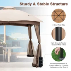 Costway 10x10 FT 2-Tier Patio Gazebo Canopy Netting Heavy-Duty Metal Easy-Setup Outdoor -Costway GUEST 20bf85c3 2651 4b33 bc59 d647e90e262a