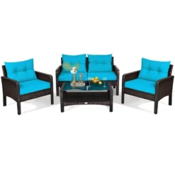 Costway 8PCS Patio Rattan Sectional Furniture Set Loveseat Sofa Coffee Table W/Turquoise Cushion 15 Costway 8PCS Patio Rattan Sectional Furniture Set Loveseat Sofa Coffee Table W/Turquoise Cushion -Costway GUEST 20d768e8 f8dc 4ce6 a68a 73d8d89abdf7