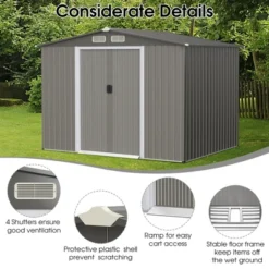 Costway 8'x6' Outdoor Storage Shed Galvanized Steel Tool House Organizer For Garden Yard -Costway GUEST 210e69ab 2c1c 4d4c 83ab 4b7e00017bd8