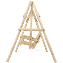 Costway A-Frame Wooden Porch Swing Outdoor Garden Rural Torched Log Curved Back Bench -Costway GUEST 21a62fab 187e 4ed8 8d87 17e45f9e72dd