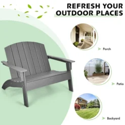 Costway Patio Adirondack Chair Loveseat Bench HDPE Weather Resistant Deck Grey 9 Costway Patio Adirondack Chair Loveseat Bench HDPE Weather Resistant Deck Grey -Costway GUEST 222a1fcd 728d 4333 86b5 0f98050ba12a