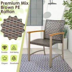 Costway Set Of 4 Patio Dining Chairs Outdoor Wicker Armchairs With Acacia Wood Armrests -Costway GUEST 222eb8c4 0b12 4be8 a5f6 c50e1c2815fc