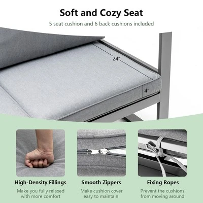 Costway 4PCS Patio Furniture Set Aluminum Frame Loveseat Coffee Table Cushions Deck Grey 6 Costway 4PCS Patio Furniture Set Aluminum Frame Loveseat Coffee Table Cushions Deck Grey - Image 6