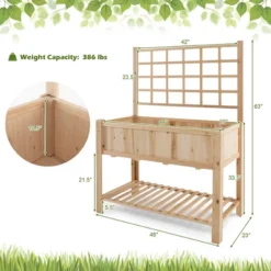 Costway Raised Garden Bed Elevated Wooden Planter Box With Trellis & Open Storage Shelf -Costway GUEST 2293e8bc f752 4ab9 af87 73165a78b823