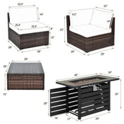 Costway 6PCS Patio Rattan Furniture Set 42'' Fire Pit Table Cover Sofa Cushion Off White/Black/Navy/Red/Turquoise 16 Costway 6PCS Patio Rattan Furniture Set 42'' Fire Pit Table Cover Sofa Cushion Off White/Black/Navy/Red/Turquoise -Costway GUEST 22bbc256 89c8 429b b574 b69f0e8e97e3