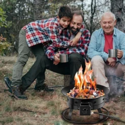 Costway Portable Fire Pit Outdoor 58,000 BTU Propane Patio Lava Rocks Camping Events