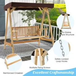 Costway 2 Person Wooden Garden Canopy Swing A-frame With Weather-resistant Canopy -Costway GUEST 22d4993f f6dd 492a b078 8bbcb6f00c7f