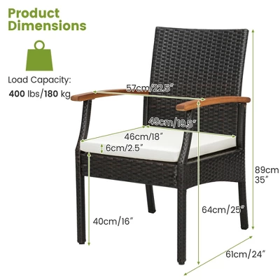 Costway 5 PCS Patio Rattan Dining Set Acacia Wood Table 4 Wicker Chairs With Umbrella Hole 3 Costway 5 PCS Patio Rattan Dining Set Acacia Wood Table 4 Wicker Chairs With Umbrella Hole - Image 3