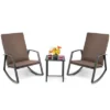 Costway 3PCS Patio Rattan Rocking Chair Table Furniture Set Yard Cushion