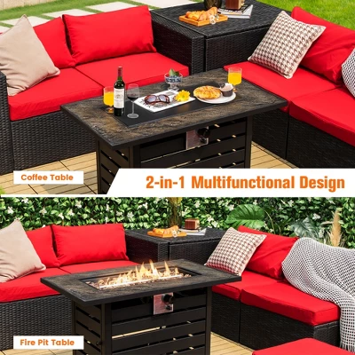Costway 42'' Rectangular Propane Fire Pit Table 50,000 BTU W/ Lava Rocks & PVC Cover 6 Costway 42'' Rectangular Propane Fire Pit Table 50,000 BTU W/ Lava Rocks & PVC Cover - Image 6