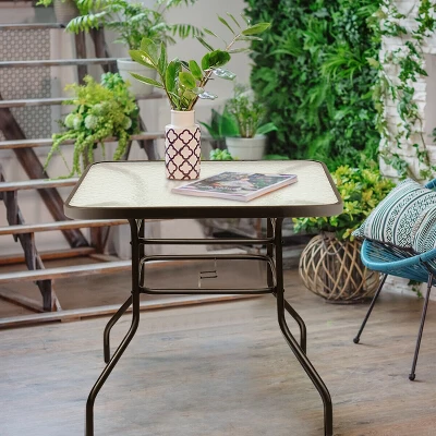 Costway 32'' Patio Square Table Tempered Glass Steel Frame Outdoor Pool Yard Garden 2 Costway 32'' Patio Square Table Tempered Glass Steel Frame Outdoor Pool Yard Garden - Image 2