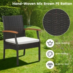 Costway 5 PCS Patio Rattan Dining Set Acacia Wood Table 4 Wicker Chairs With Umbrella Hole 14 Costway 5 PCS Patio Rattan Dining Set Acacia Wood Table 4 Wicker Chairs With Umbrella Hole -Costway GUEST 254e9335 f5e4 4e9a b391 8bbee5acf6ad 2