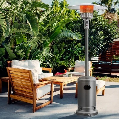 Costway 50000 BTU Propane Patio Heater Standing LP Gas Steel W/ Wheels Grey 9 Costway 50000 BTU Propane Patio Heater Standing LP Gas Steel W/ Wheels Grey - Image 9