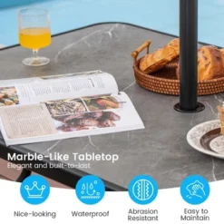 Costway Patio Rectangle Dining Table 49'' X 29.5'' Marble-Like Tabletop With Umbrella Hole 13 Costway Patio Rectangle Dining Table 49'' X 29.5'' Marble-Like Tabletop With Umbrella Hole -Costway GUEST 264e027f e11f 41d8 a991 d9562fd49f39