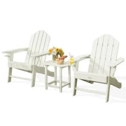 Costway 3PCS Patio Adirondack Chair & Side Table Set Weather Resistant W/ Cup Holder -Costway GUEST 267378c4 96b0 4a11 9f62 df49a73e0743