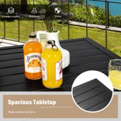 Costway 32'' Patio Square Bar Table Metal Cafe Bistro Table Garden Deck Black -Costway GUEST 26a43429 52eb 4e09 b6c2 e0c1fda1991c