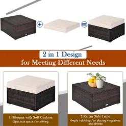 Costway 5PCS Patio Rattan Furniture Set Ottoman Table -Costway GUEST 26b5f2ca 2009 4e7b 9c46 b1c54995bc53 1
