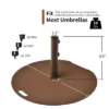 Costway Patio 50LBS Umbrella Base Market Umbrella Stand Wheels Handle Brown