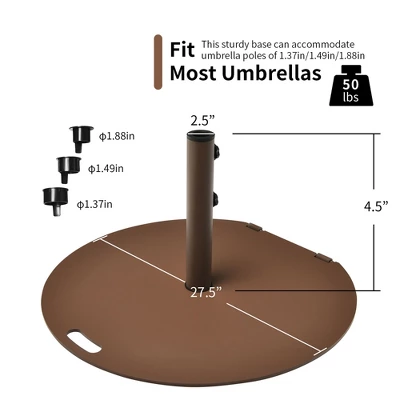 Costway Patio 50LBS Umbrella Base Market Umbrella Stand Wheels Handle Brown 1 Costway Patio 50LBS Umbrella Base Market Umbrella Stand Wheels Handle Brown