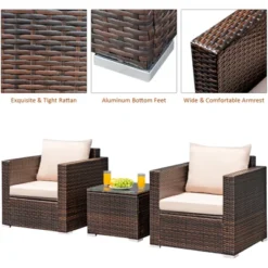 Costway 3PCS Patio Rattan Outdoor Furniture Set W/ Cushioned Sofa Coffee Table -Costway GUEST 270d2572 99ce 4c92 85d7 bcbad9401707