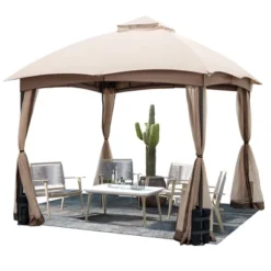 Costway 10x10 FT 2-Tier Patio Gazebo Canopy Netting Heavy-Duty Metal Easy-Setup Outdoor -Costway GUEST 2712e1b3 9c08 4db3 b0da 8b033595bfeb