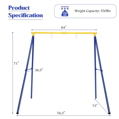 Costway Metal A-Frame Swing Stand Heavy Duty Extra Swing Frame W/Ground Stakes For Backyard 2 Costway Metal A-Frame Swing Stand Heavy Duty Extra Swing Frame W/Ground Stakes For Backyard - Image 2