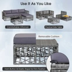 Costway 5 Pieces Patio PE Rattan Wicker Sofa Furniture Set Cushioned Outdoor Grey 9 Costway 5 Pieces Patio PE Rattan Wicker Sofa Furniture Set Cushioned Outdoor Grey -Costway GUEST 2744cabd 80f9 470c 915c abe27e8d2b31