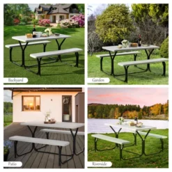 Costway Picnic Table Bench Set Outdoor Backyard Patio Garden Party Dining All Weather White 12 Costway Picnic Table Bench Set Outdoor Backyard Patio Garden Party Dining All Weather White -Costway GUEST 274db071 5d39 47ce 9958 6111f6e9c302