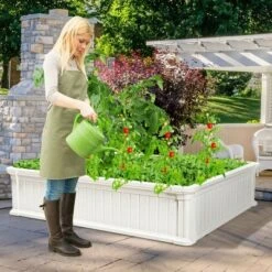 Costway 48.5'' Raised Garden Bed Square Plant Box Planter Flower Vegetable White 11 Costway 48.5'' Raised Garden Bed Square Plant Box Planter Flower Vegetable White -Costway GUEST 279681cf 0e13 4d0b a7b7 28d14863451e
