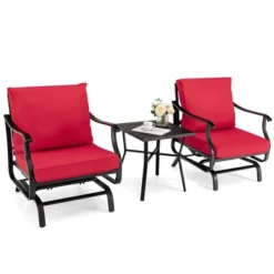 Costway 3PCS Patio Rocking Bistro Set Cushioned Chair Armrest Side Table Red 15 Costway 3PCS Patio Rocking Bistro Set Cushioned Chair Armrest Side Table Red -Costway GUEST 279d1d7d ce1a 4c41 9873 de5e642643ea